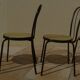 4 Black metal bistro chairs with plastic cane seat