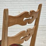 1970s, set of 2 Danish dining chairs, furniture wool, solid oak wood.