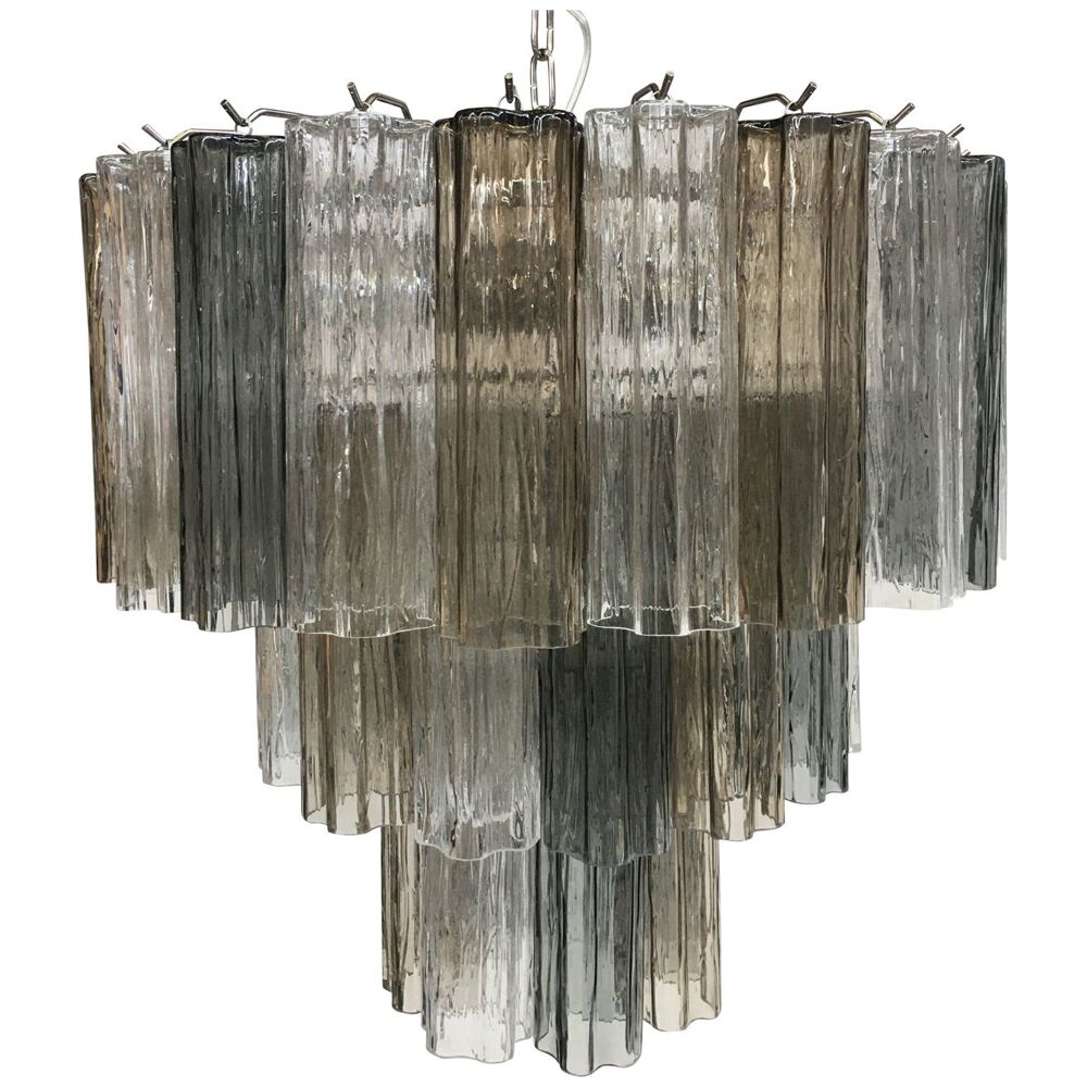 Clear , grey and fume’ “tronchi” murano glass chandelier d60-3l