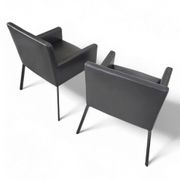 Paire de fauteuils Manet Minotti 2004 / cuir marron foncé / chrome