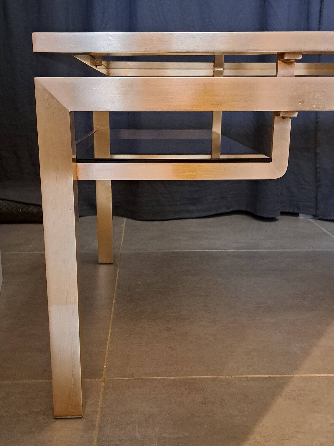 Guy Lefevre brass and glass coffee table