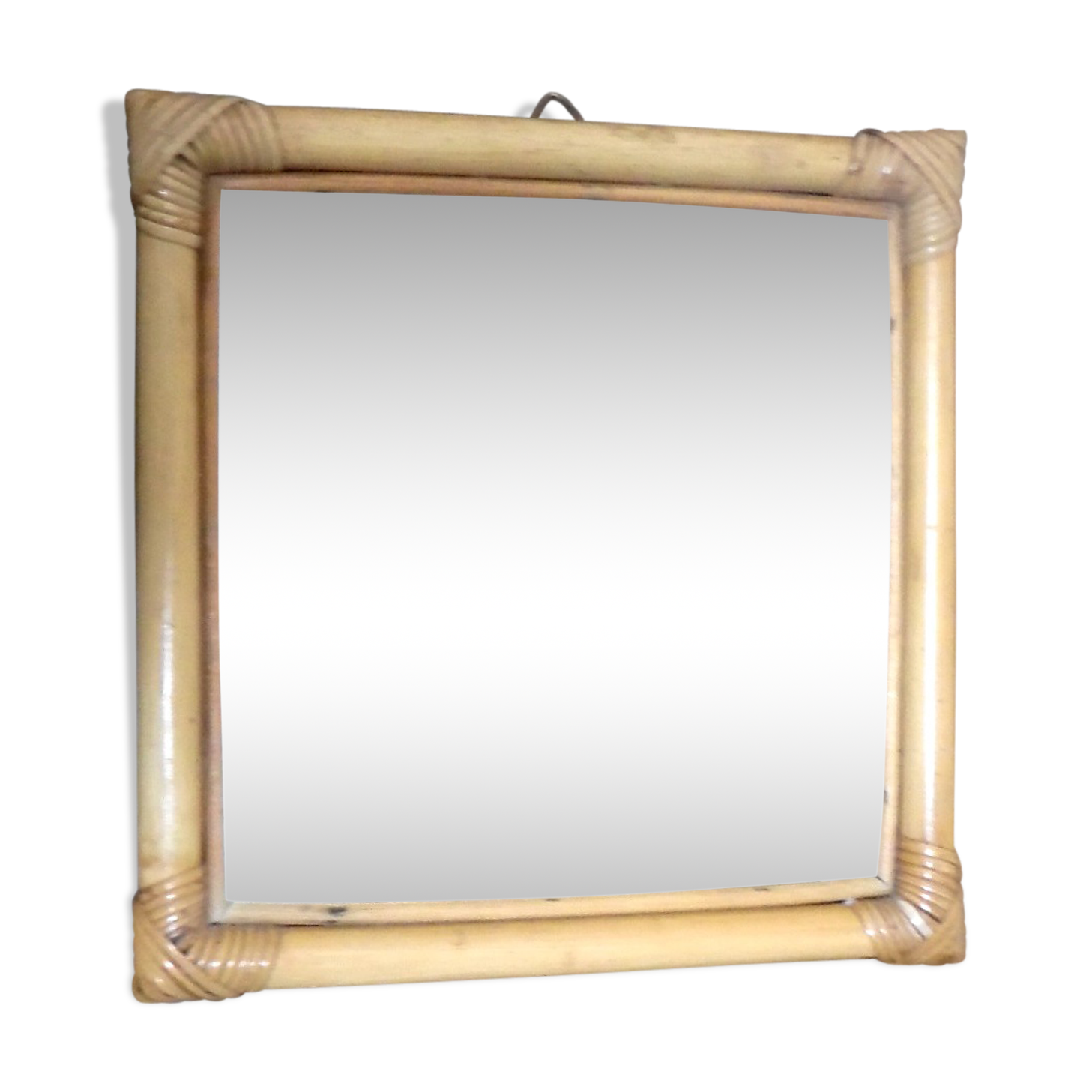 Square rattan mirror 31x31cm