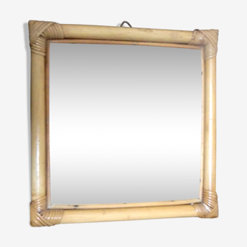 Square rattan mirror 31x31cm