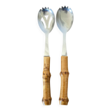 Salad servers with bamboo handles
