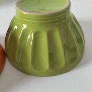 2 large vintage farm bowls in lime green and orange
