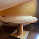 Round table in brushed oak, B&B Italia Apta collection for Maxalto