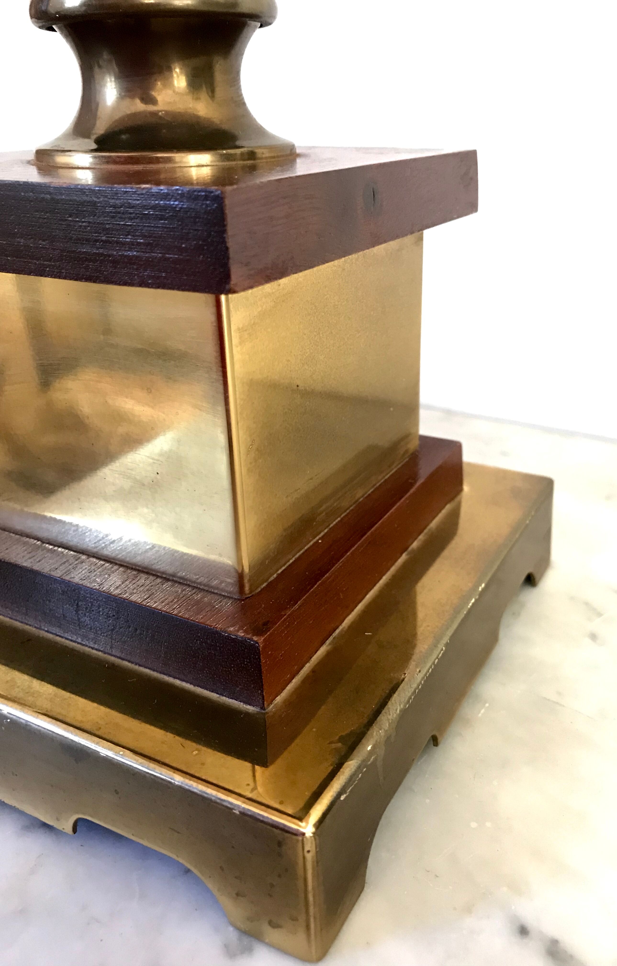 Vintage wood and brass lamp