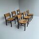 Martin Visser set of six "SE82" wenge and rush dining chairs