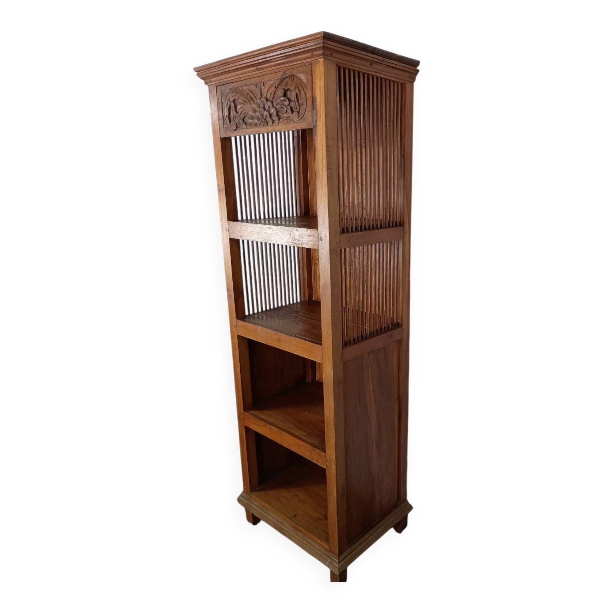 Exotic wood shelving unit from the 90s