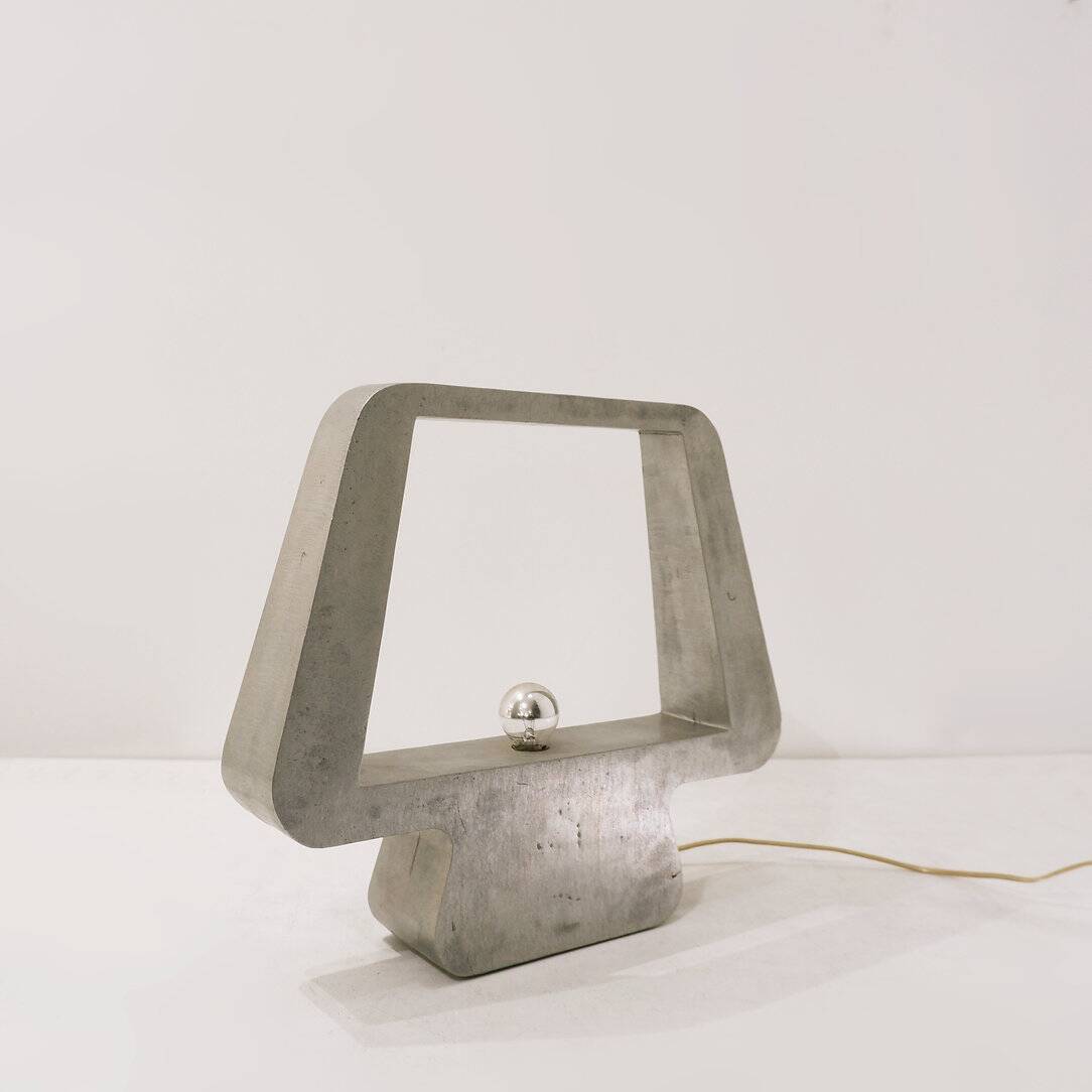 Large solid aluminum table lamp - 1970s