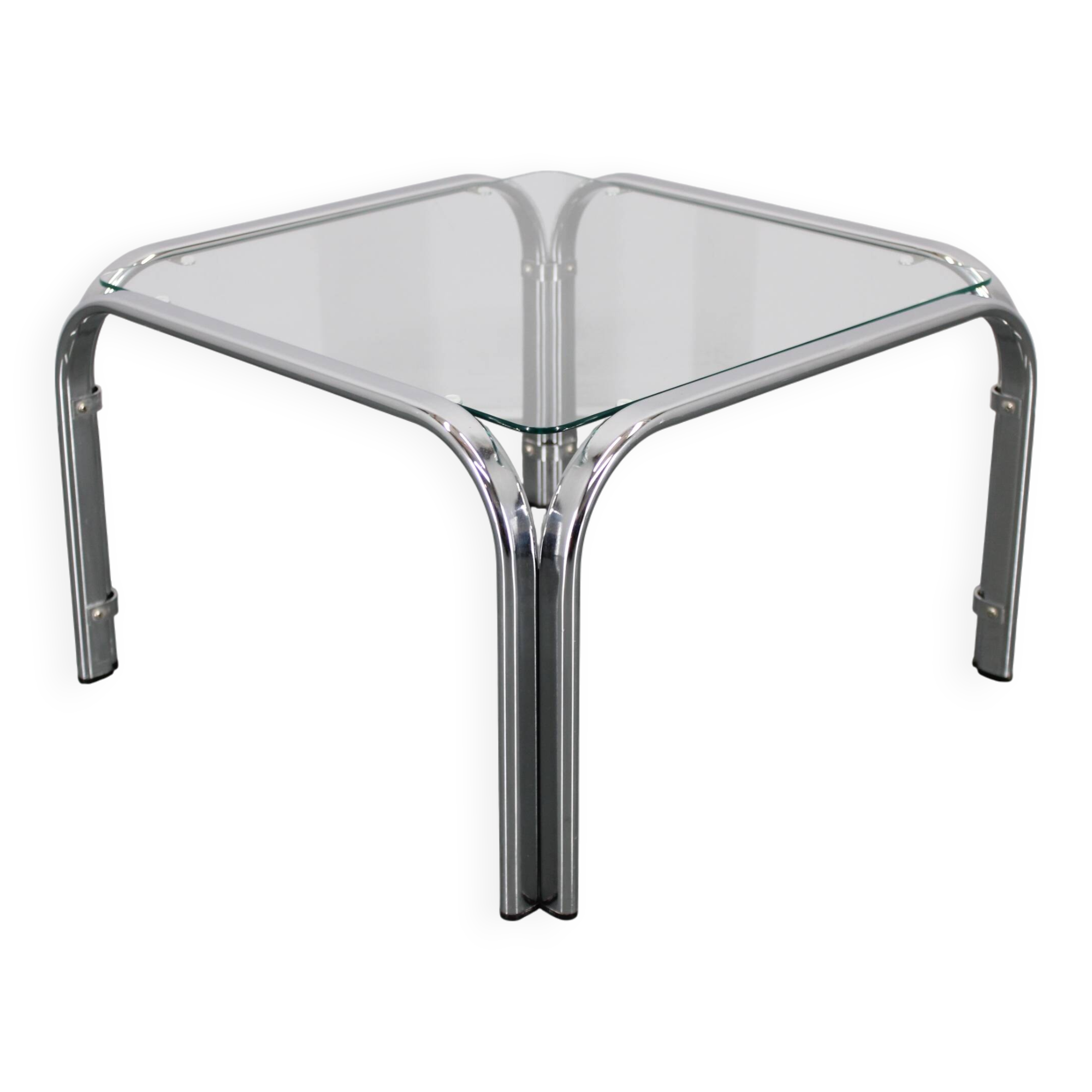 1970s Italian Glass Square Coffee Table
