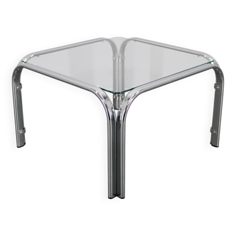 1970s Italian Glass Square Coffee Table
