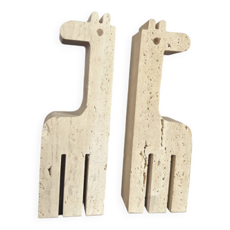 Pair of travertine bookends by Fratelli Mannelli, Italy 1970 vintage