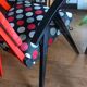 Pair of relooked vintage armchairs – Red & Black, unique piece