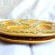 Oyster plates in slip, seafood plates, festive table.