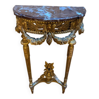 Louis XVI style console in gilded and carved wood