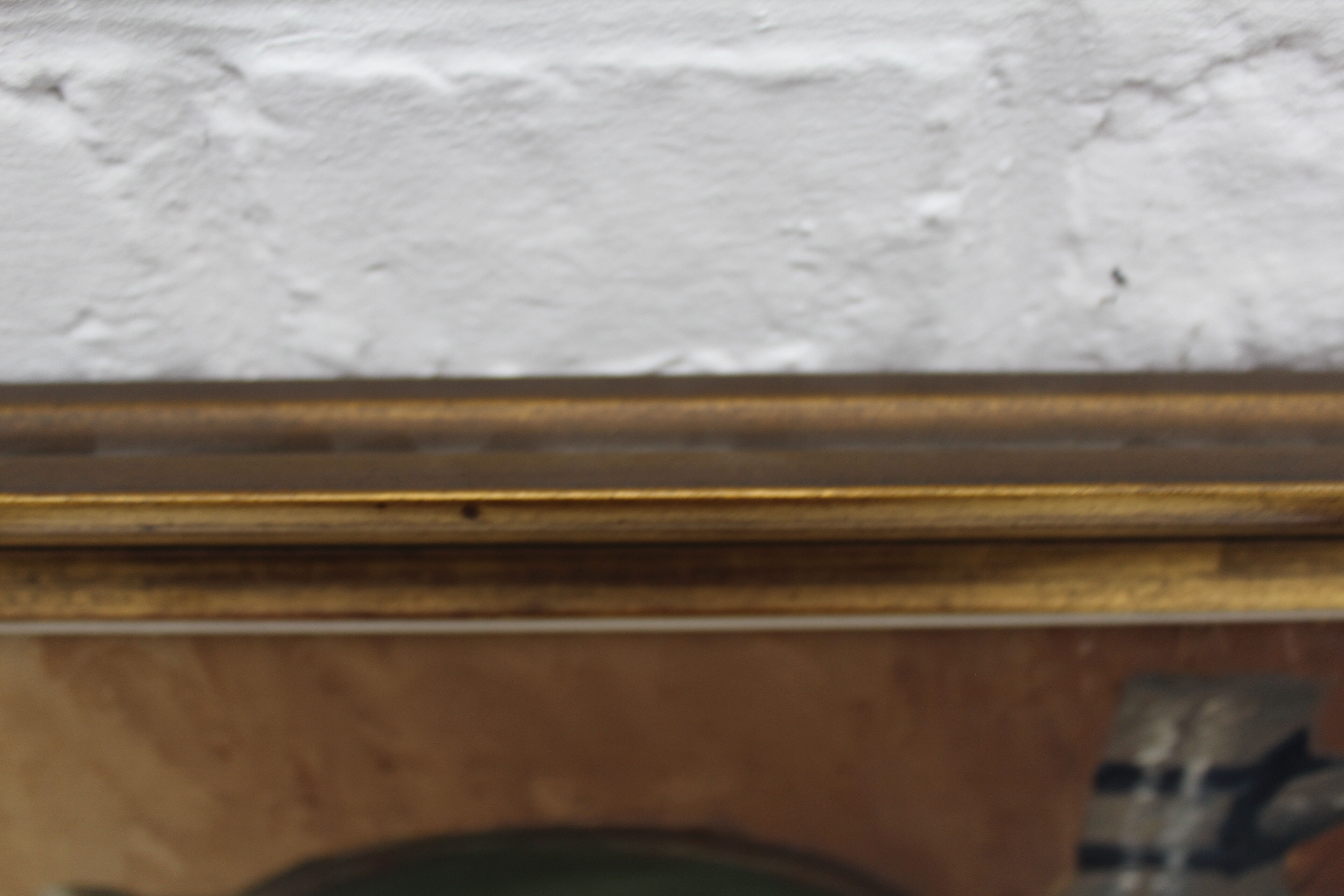 Vintage oil painting on canvas and gold gilded wood frame, still life