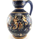 Grand pichet en faïence bleue de Gien – Modèle Renaissance