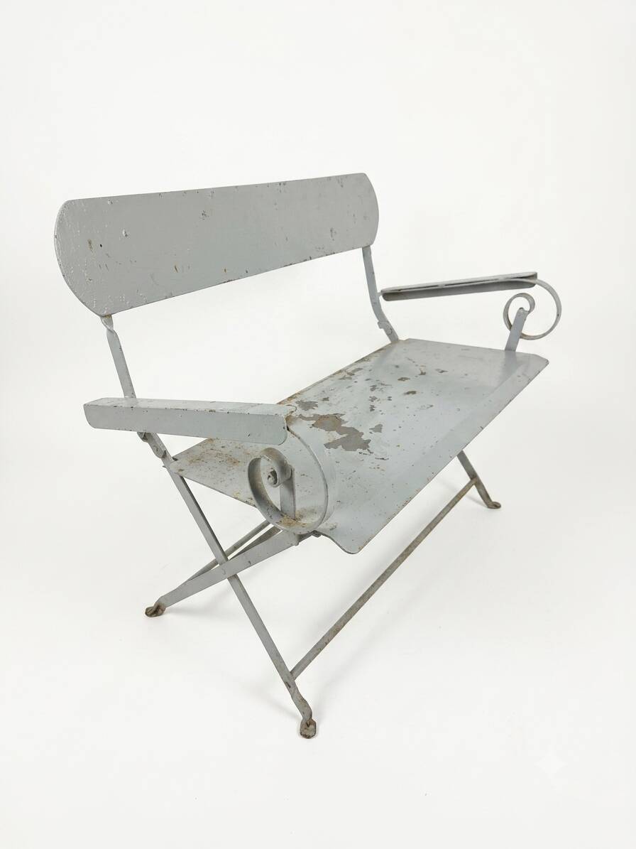 Banc de jardin ancien en fer forgé massif