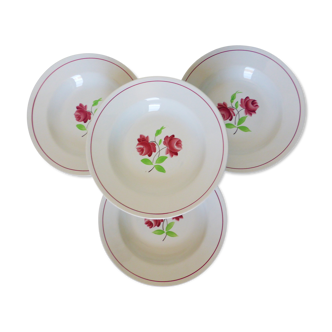 4 assiettes creuses K et G Luneville modèle Rose Mai 2106204