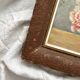 Antique oil painting on cardboard, bouquet of carnations, signed and dated 1899