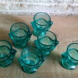 Six coquetiers cocottes en verre coloré