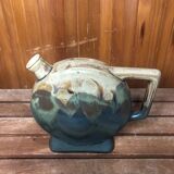 Old beige & green ceramic bottle + vintage handle