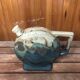 Old beige & green ceramic bottle + vintage handle