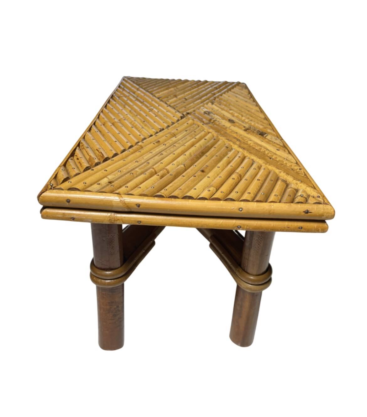 Vintage bamboo and rattan step stool