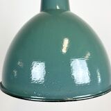 Lampe industrielle d’usine en émail vert années 1960