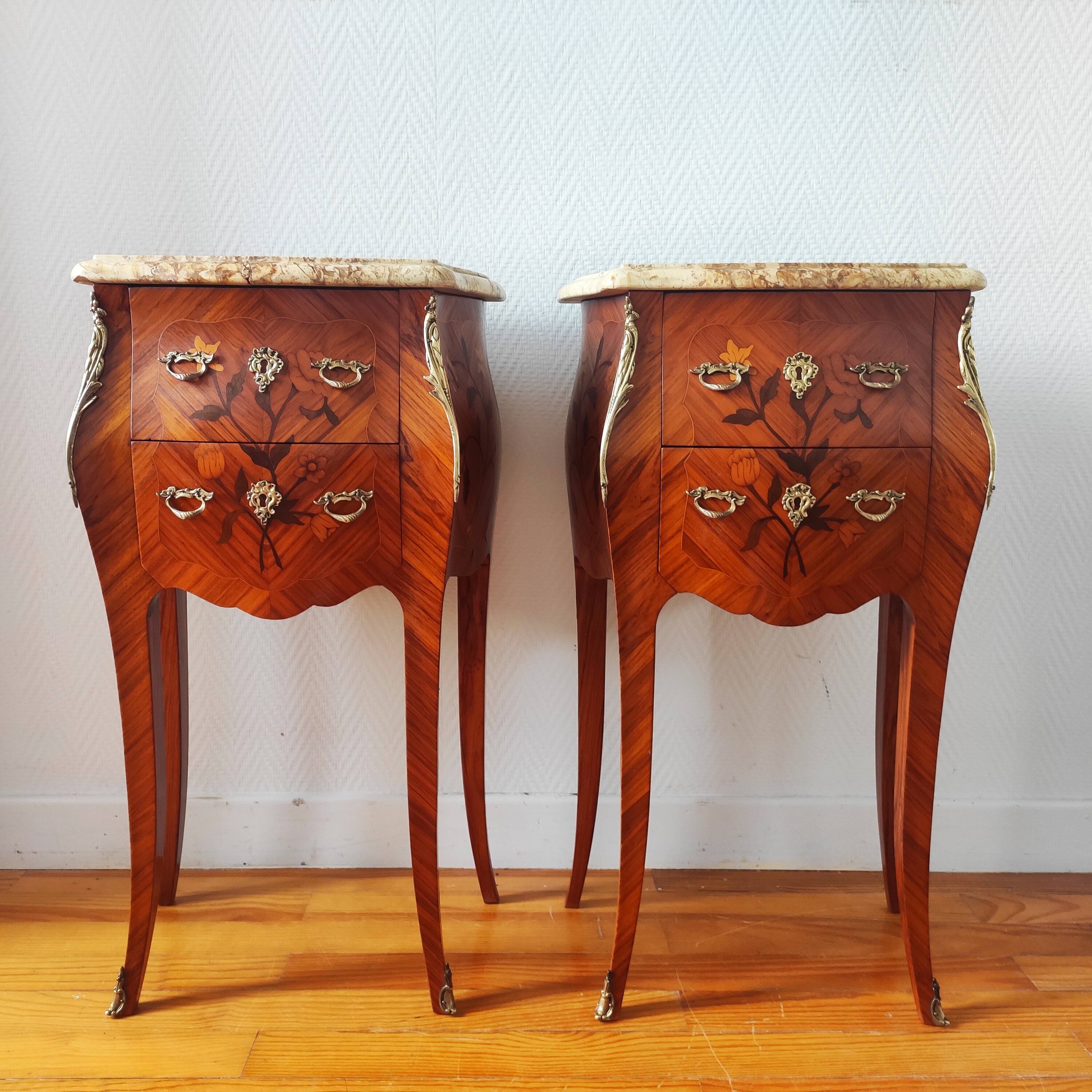 Pair of Louis XV style bedside tables