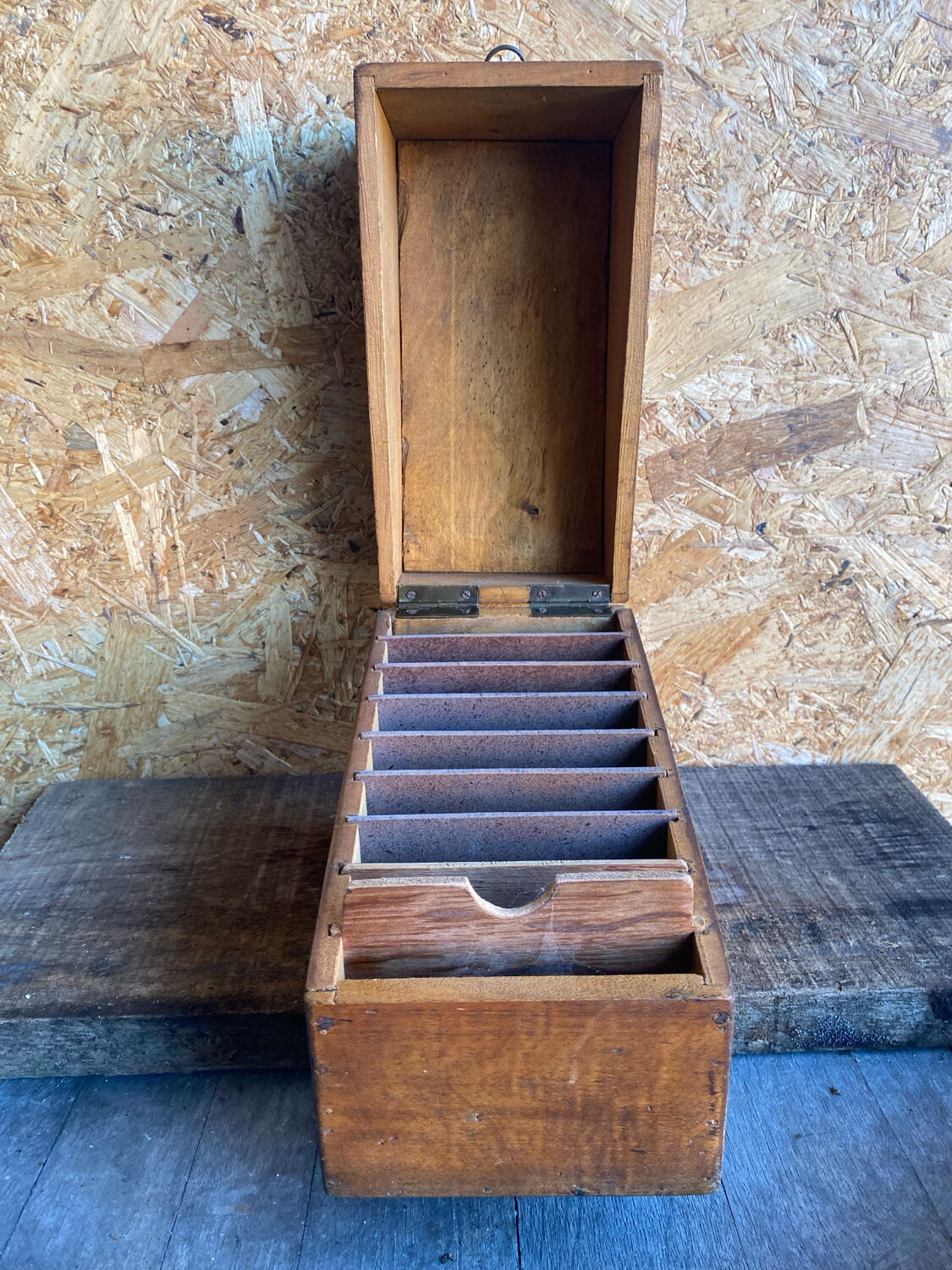 Old Box Vintage Wooden Card Storage #D890