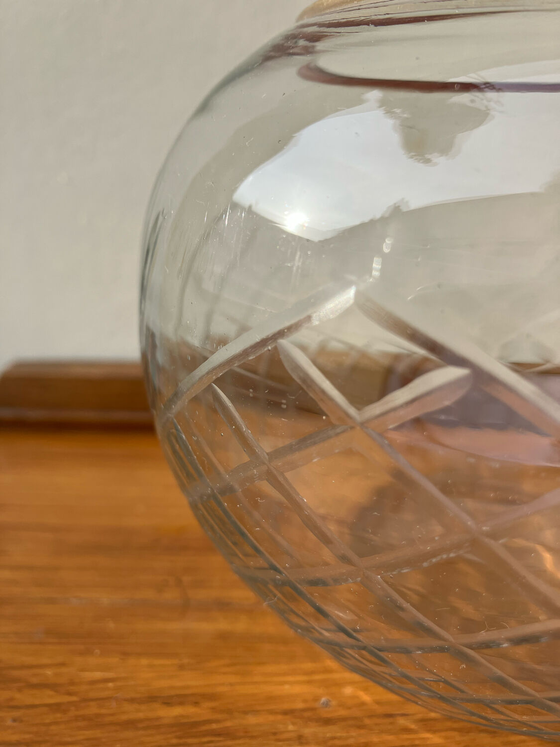 Chiseled glass ball vase