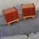 Pair of vintage wooden bedside tables 2 tones