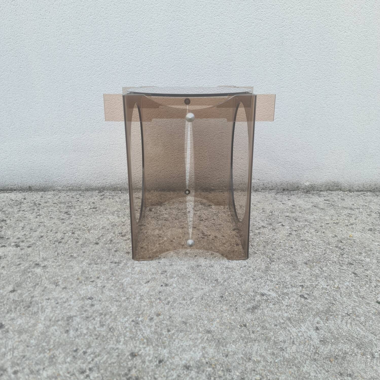 Bedside side table, plexiglass end table Vintage 1970 space age
