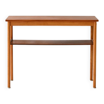 Table basse scandinave en hêtre et teck, années 1950