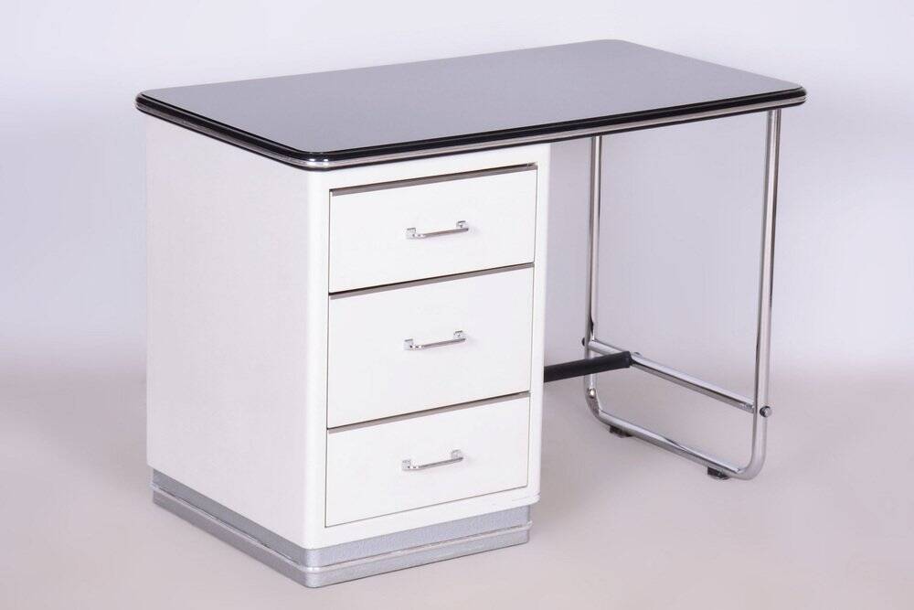 Bauhaus Writing Desk, Steel, Glass, Germany, 1940s