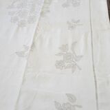 Sheet 2.40m×3.20m +2 linen thread pillowcases without monogram embroidered with a pair of doves and flowers