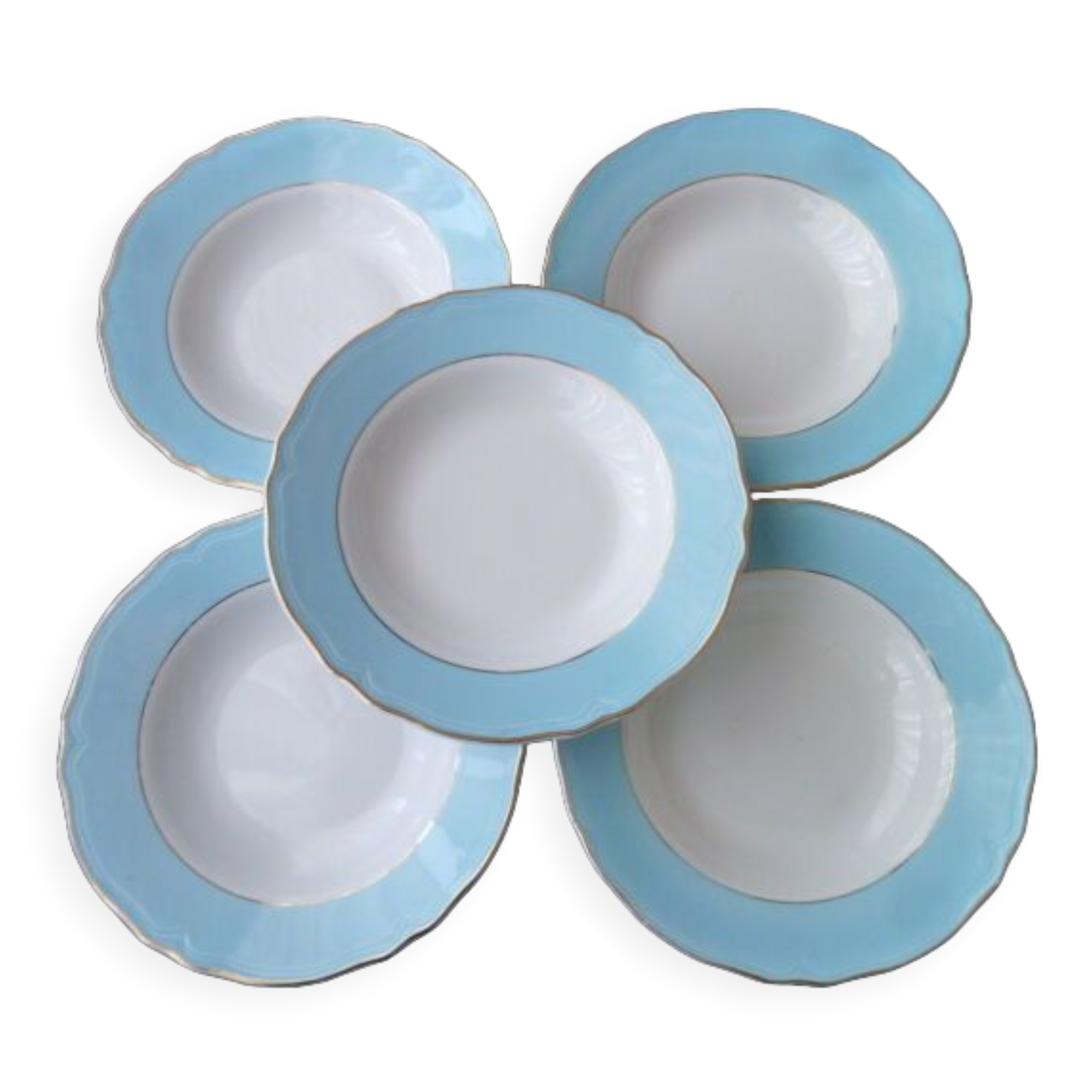 Set of 5 hollow faience plates FB 12 Badonviller