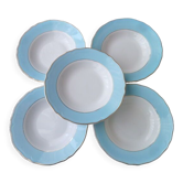 Set of 5 hollow faience plates FB 12 Badonviller