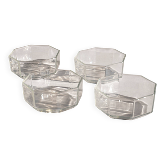 Set of 4 octagonal glass bowls/dishes, Arcoroc France