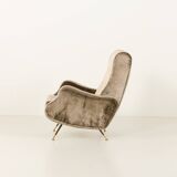 Italian velevet mid century lounge chair in the style of Marco Zanuso, 1960
