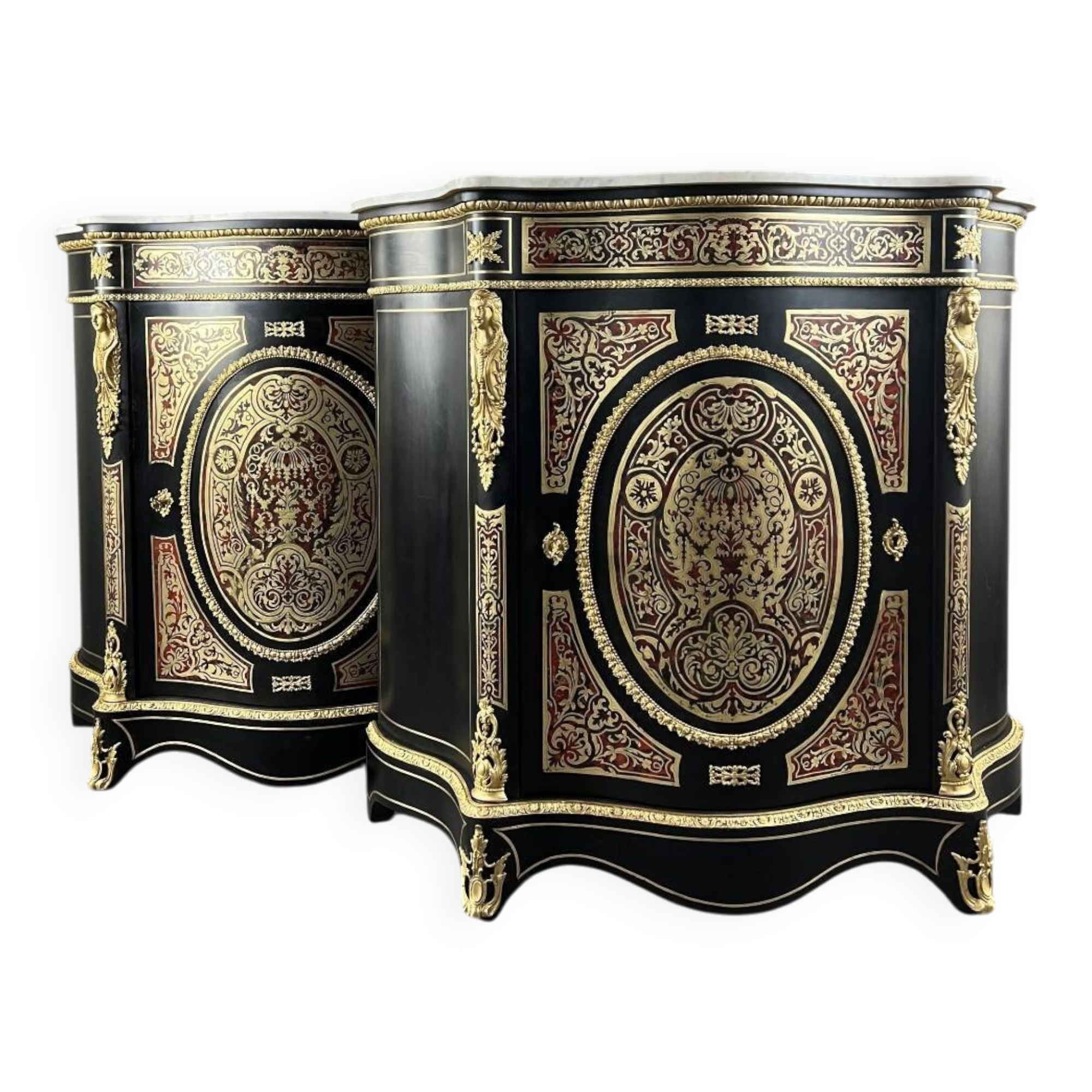 Pair of Boulle Marquetry Furniture Cabinets, Napoleon III Period