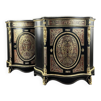 Pair of Boulle Marquetry Furniture Cabinets, Napoleon III Period