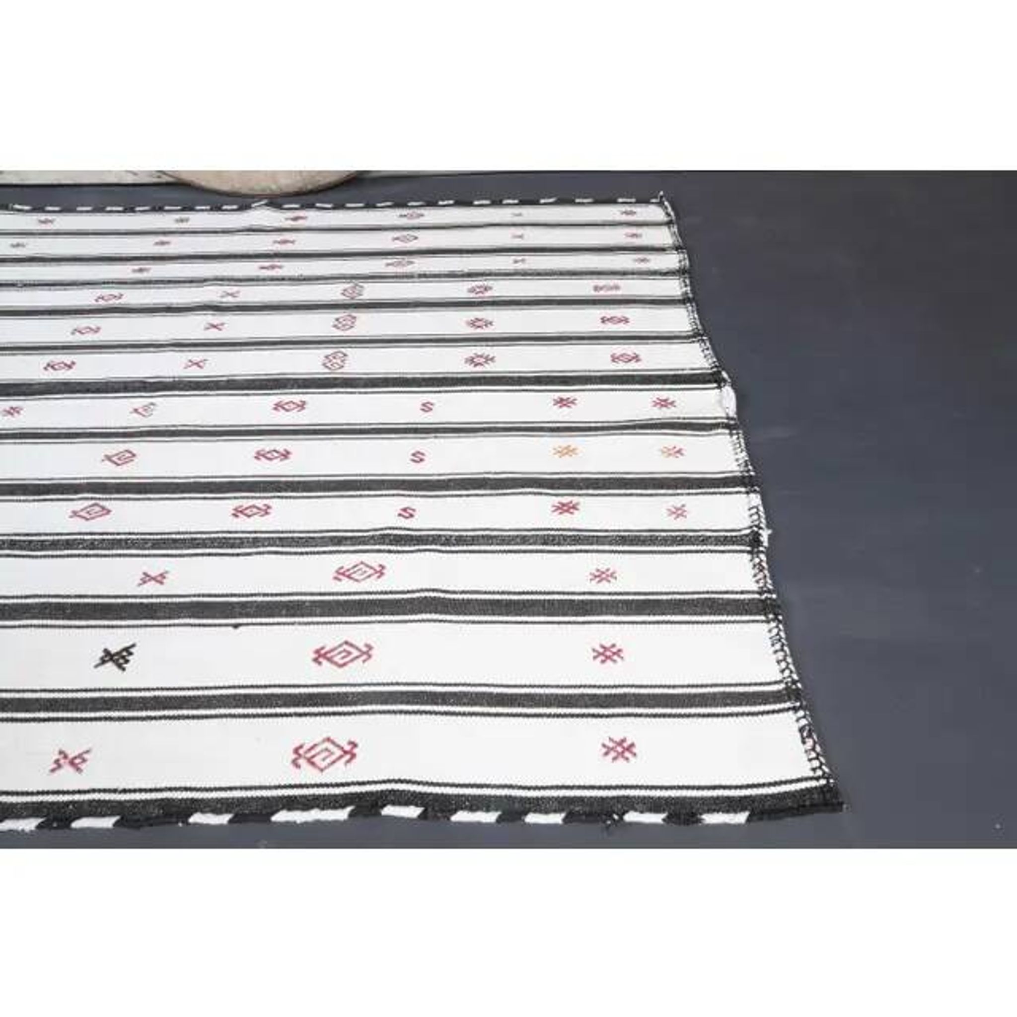 Vintage Turkish Oushak Handmade Cotton White Wool Kilim Area Rug 154x200