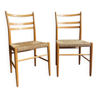 Set of 2 Woven Scandinavian Chairs