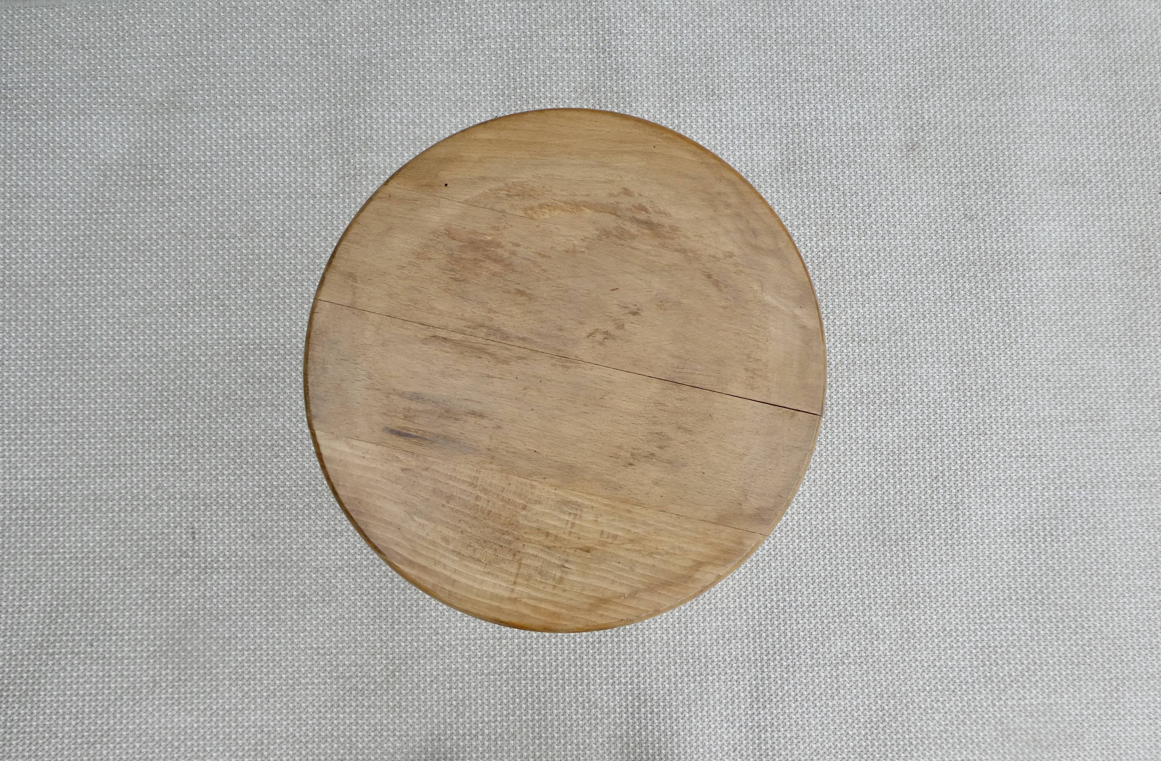 Solid wood stool from the 50s