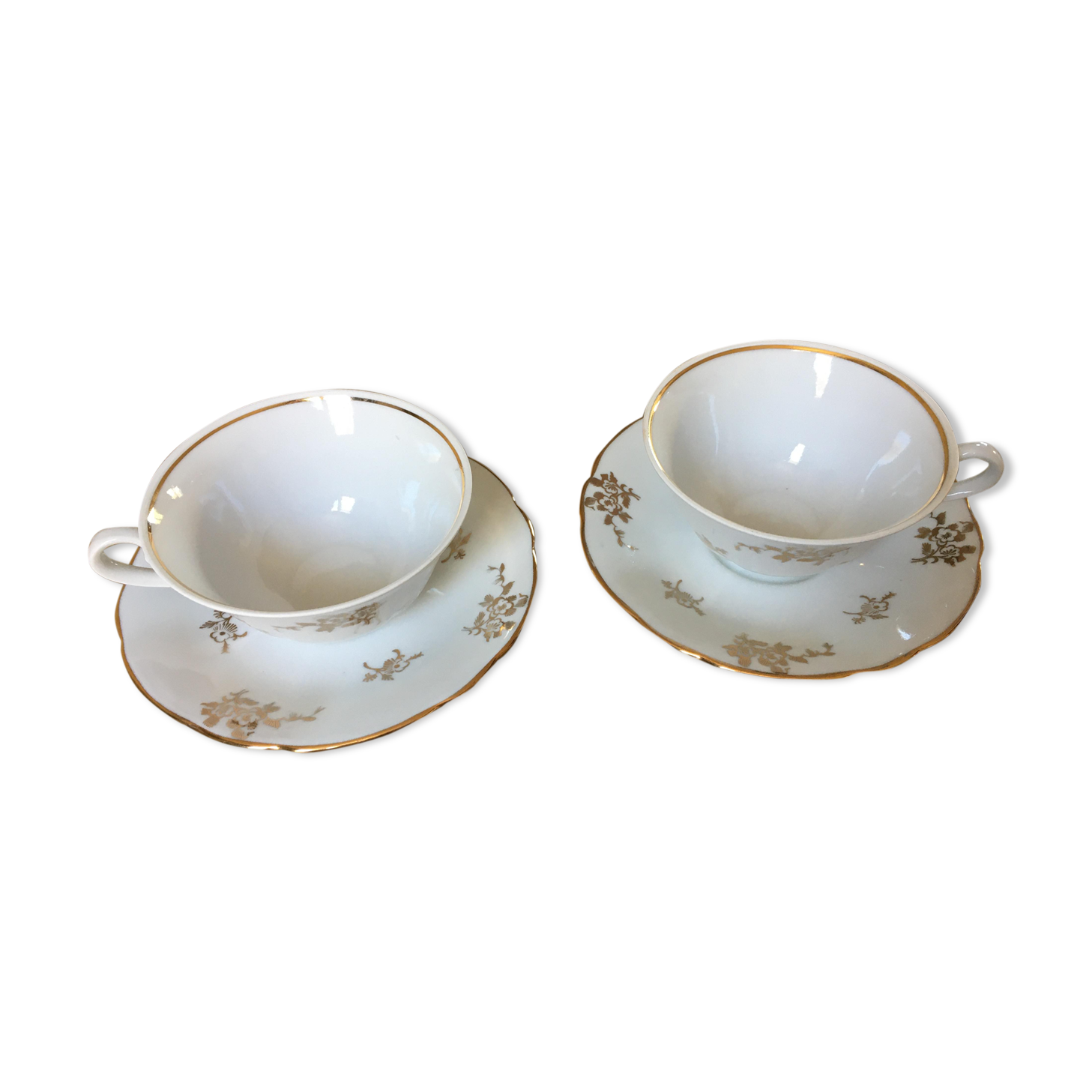 Duo vintage porcelain breakfast from Limoges