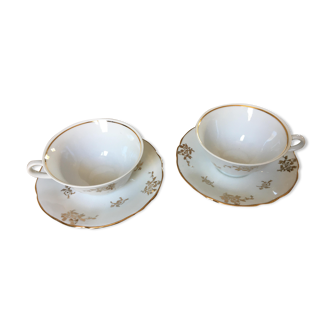 Duo vintage porcelain breakfast from Limoges