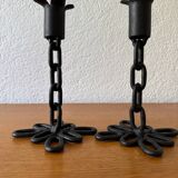 Brutalist wrought iron candlesticks from the 60s
